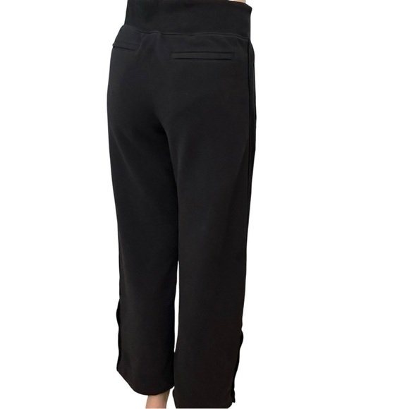 Athleta Pants Black Velvet Trim Wide Leg Snap Sides Athleisure Casual Size Small - Picture 2 of 8